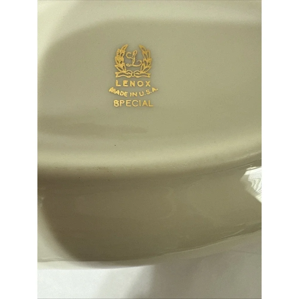 Lenox MONACO SPECIAL Embossed Cream Silver Trim Handled Long Relish Serving Dish